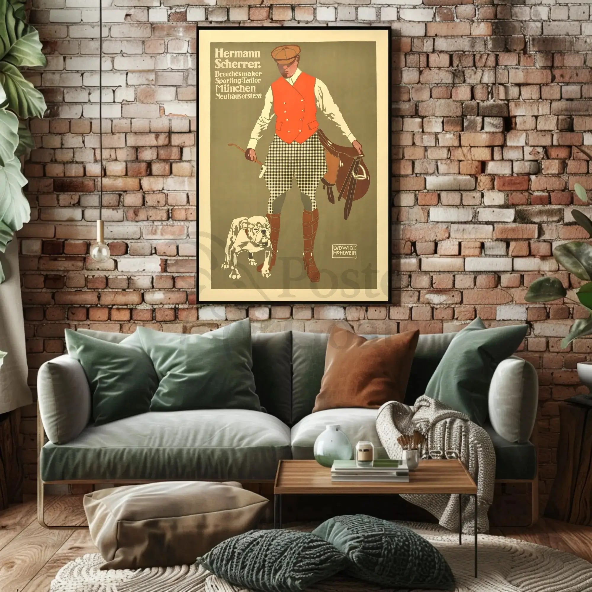 Hermann Scherrer Equestrian Fashion Sporting Tailor Advertisement Poster PosterGoat