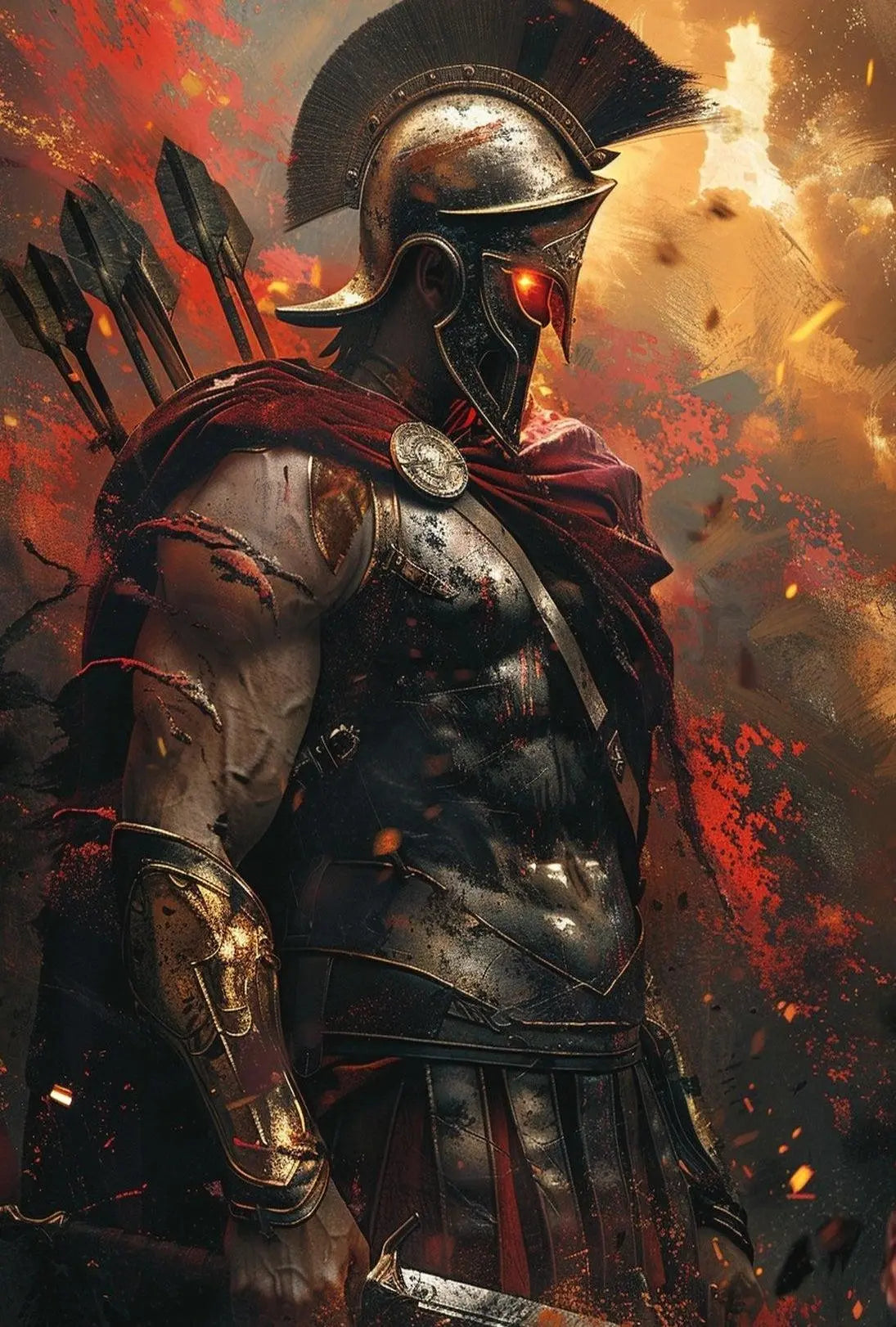 Heroic Warrior in Battle: Artistic, Mythological Poster PosterGoat