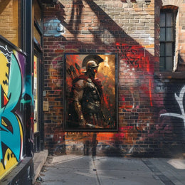 Heroic Warrior in Battle: Artistic, Mythological Poster PosterGoat