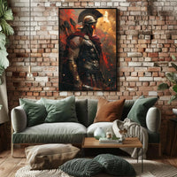 Heroic Warrior in Battle: Artistic, Mythological Poster PosterGoat