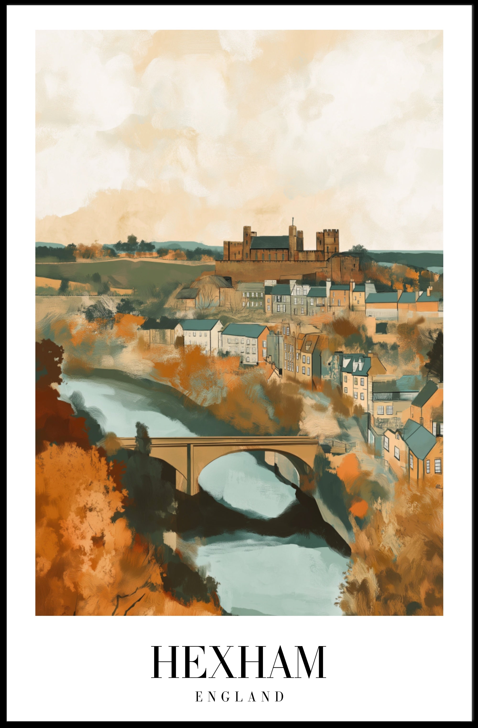 Hexham Scenic View Vintage Travel Poster PosterGoat