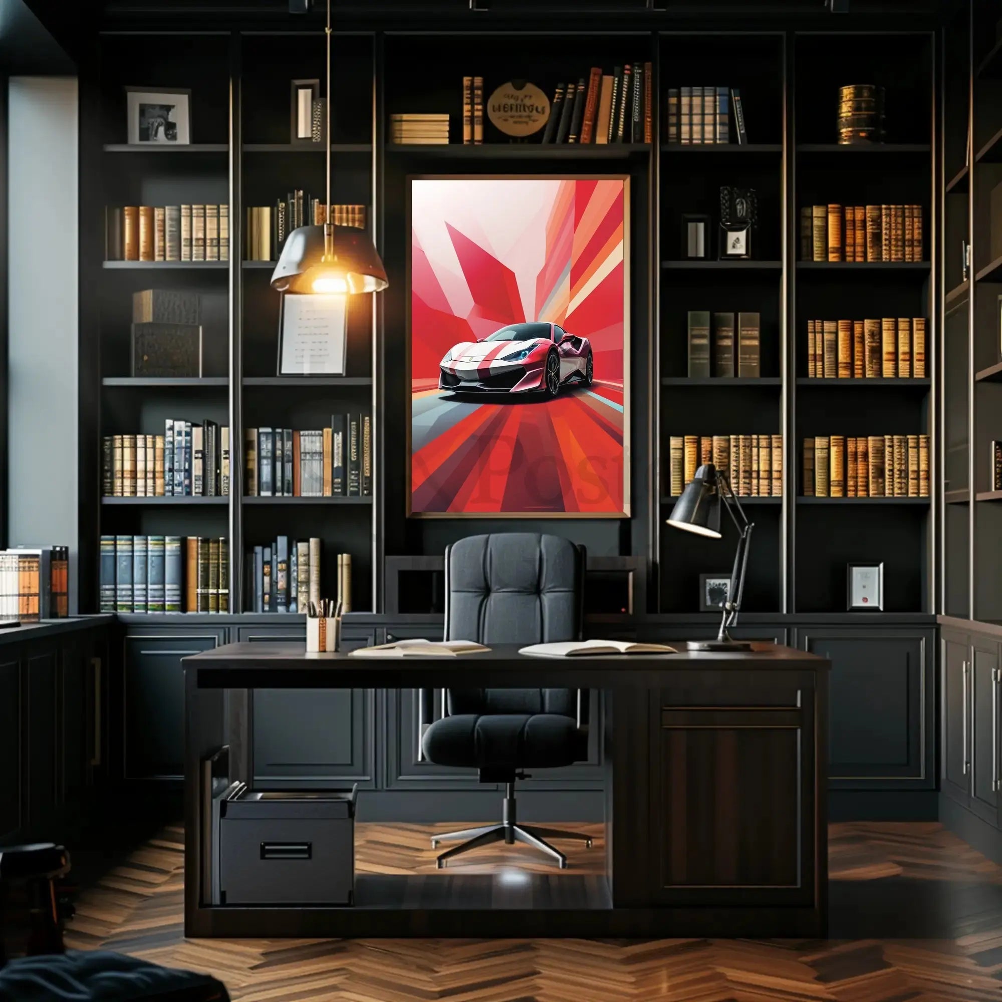 High-Performance Sports Car Abstract, Artistic Poster PosterGoat