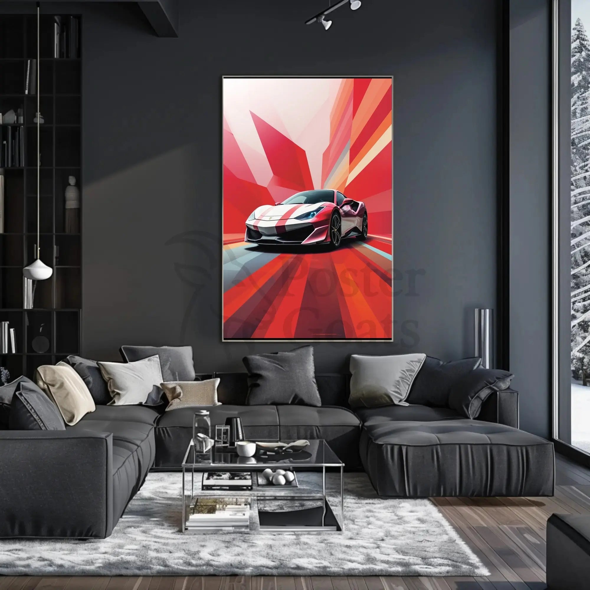 High-Performance Sports Car Abstract, Artistic Poster PosterGoat