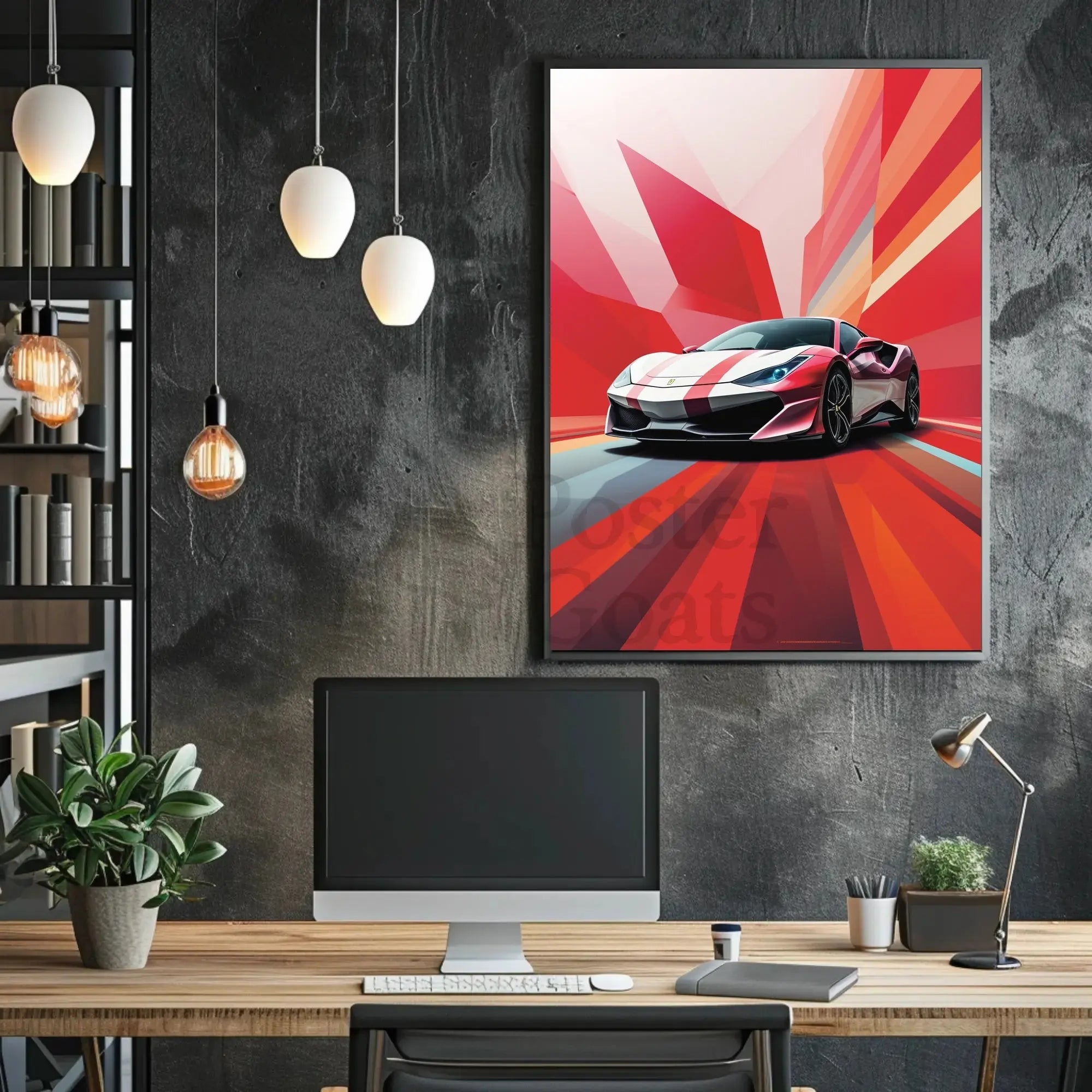 High-Performance Sports Car Abstract, Artistic Poster PosterGoat