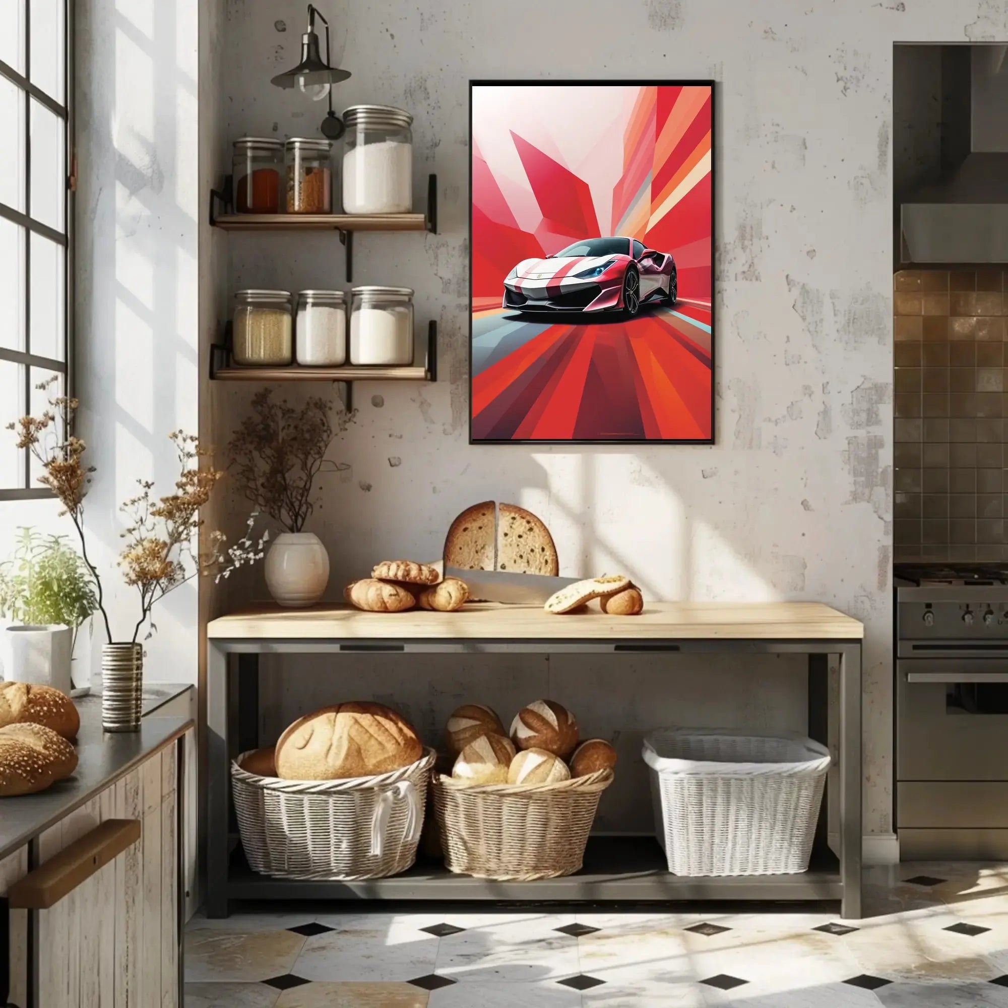 High-Performance Sports Car Abstract, Artistic Poster PosterGoat