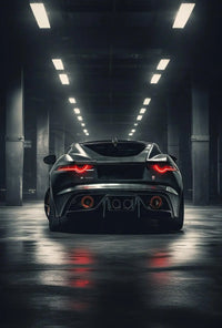 High-Performance Sports Car in Urban Garage Artistic Poster PosterGoat