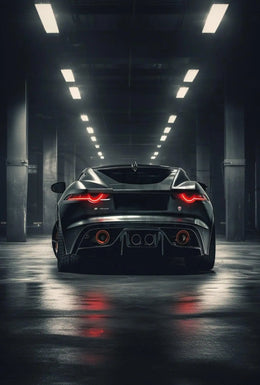 High-Performance Sports Car in Urban Garage Artistic Poster PosterGoat