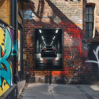 High-Performance Sports Car in Urban Garage Artistic Poster PosterGoat