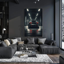 High-Performance Sports Car in Urban Garage Artistic Poster PosterGoat