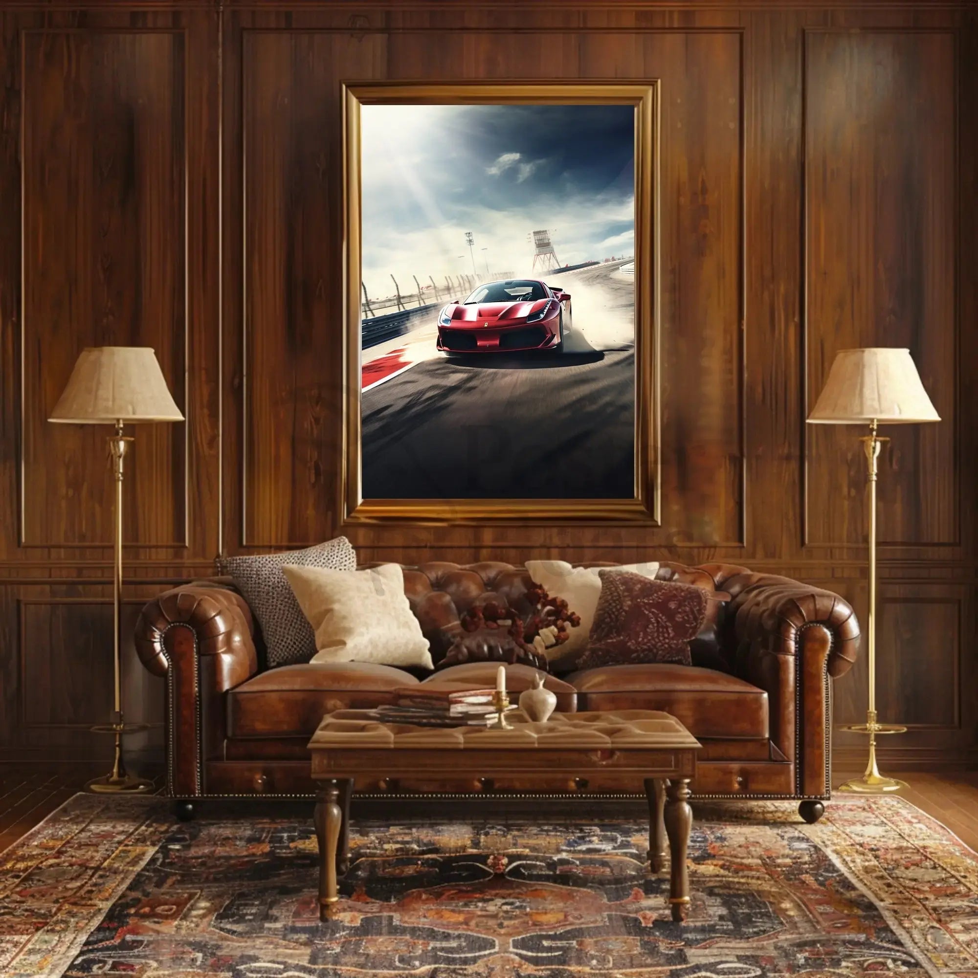 High-Speed Red Sports Car Racing Sports Poster PosterGoat