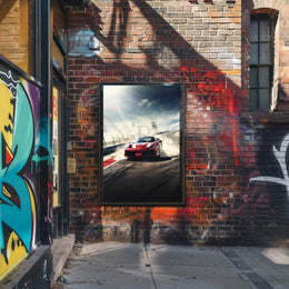 High-Speed Red Sports Car Racing Sports Poster PosterGoat