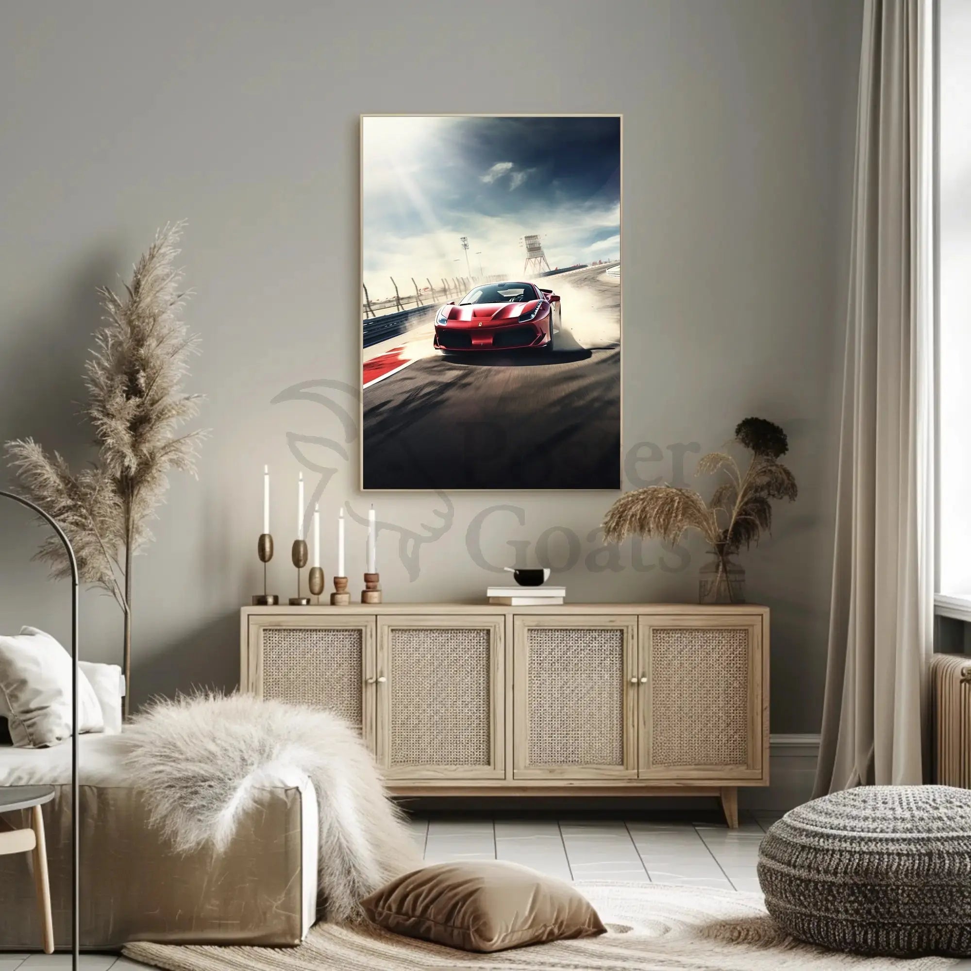 High-Speed Red Sports Car Racing Sports Poster PosterGoat