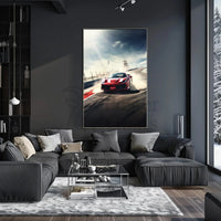High-Speed Red Sports Car Racing Sports Poster PosterGoat