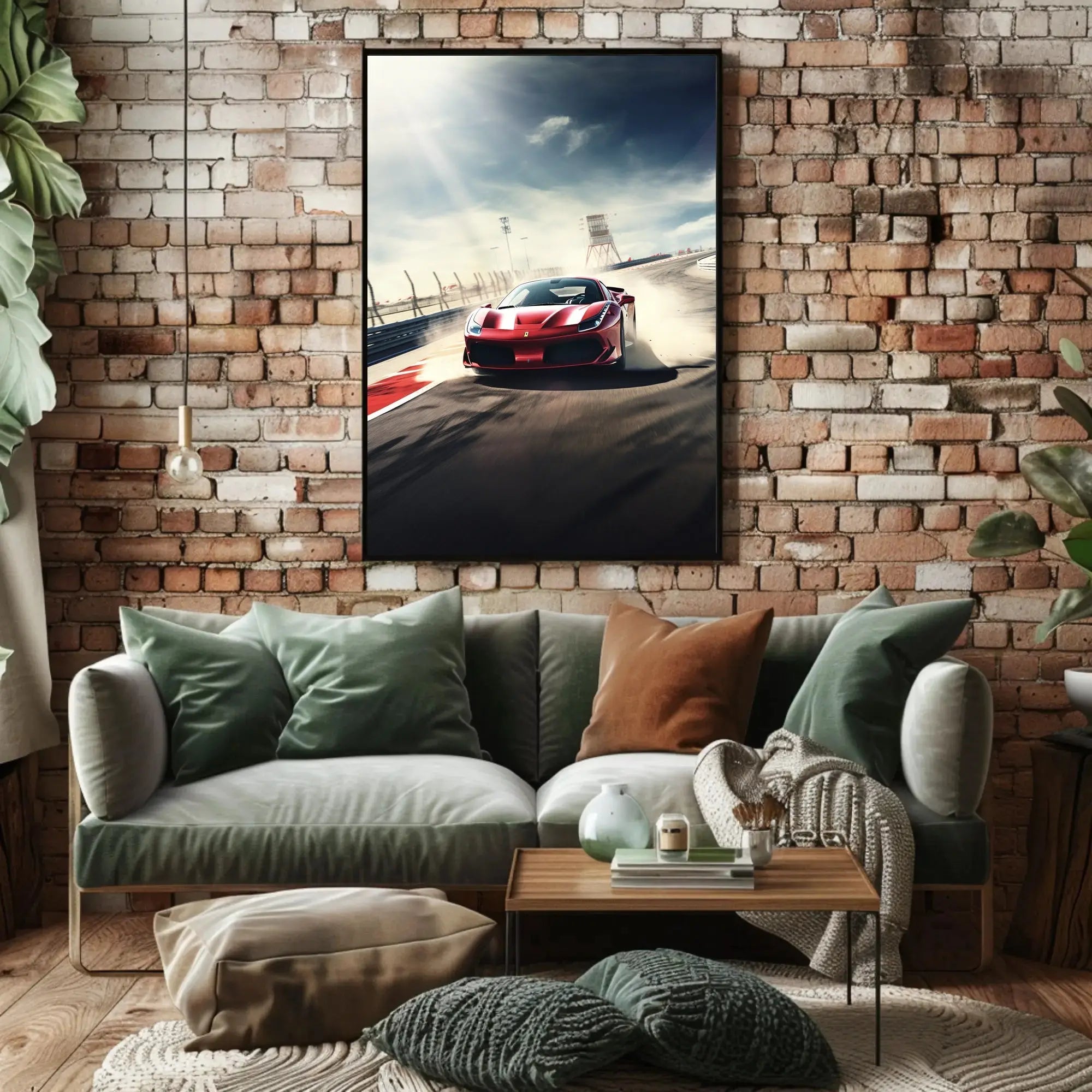 High-Speed Red Sports Car Racing Sports Poster PosterGoat