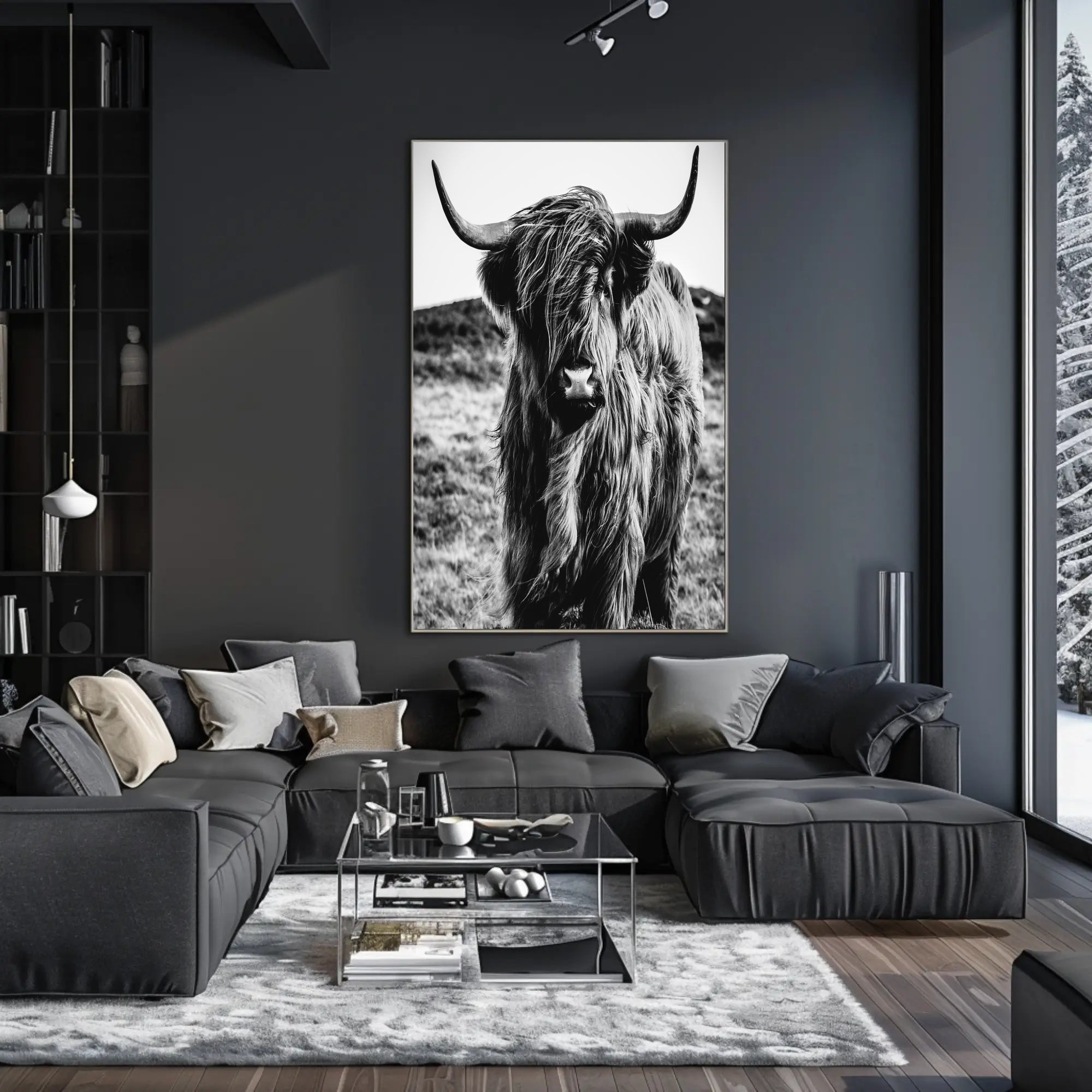 Highland Cow Portrait in Stunning Animal Poster PosterGoat