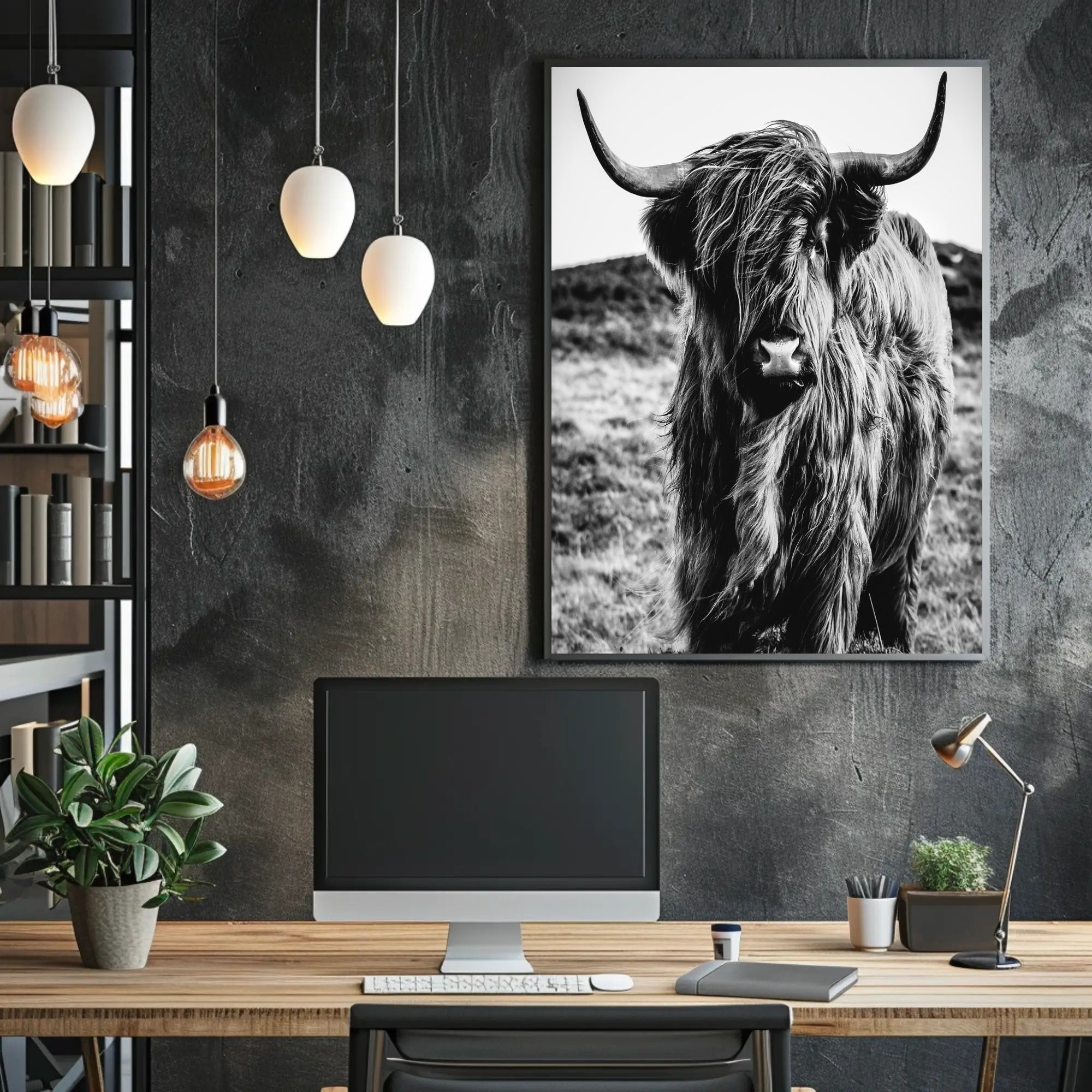 Highland Cow Portrait in Stunning Animal Poster PosterGoat
