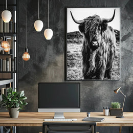 Highland Cow Portrait in Stunning Animal Poster PosterGoat