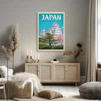 Himeji Castle Vintage Travel Scene Travel Poster PosterGoat