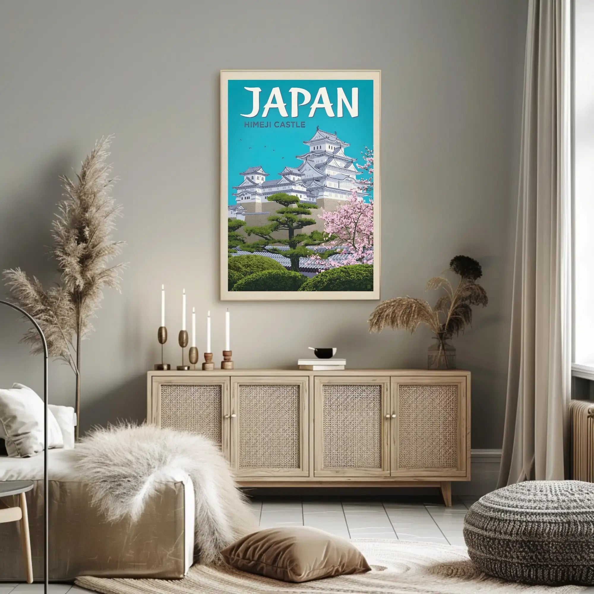 Himeji Castle Vintage Travel Scene Travel Poster PosterGoat