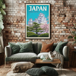 Himeji Castle Vintage Travel Scene Travel Poster PosterGoat
