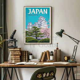 Himeji Castle Vintage Travel Scene Travel Poster PosterGoat