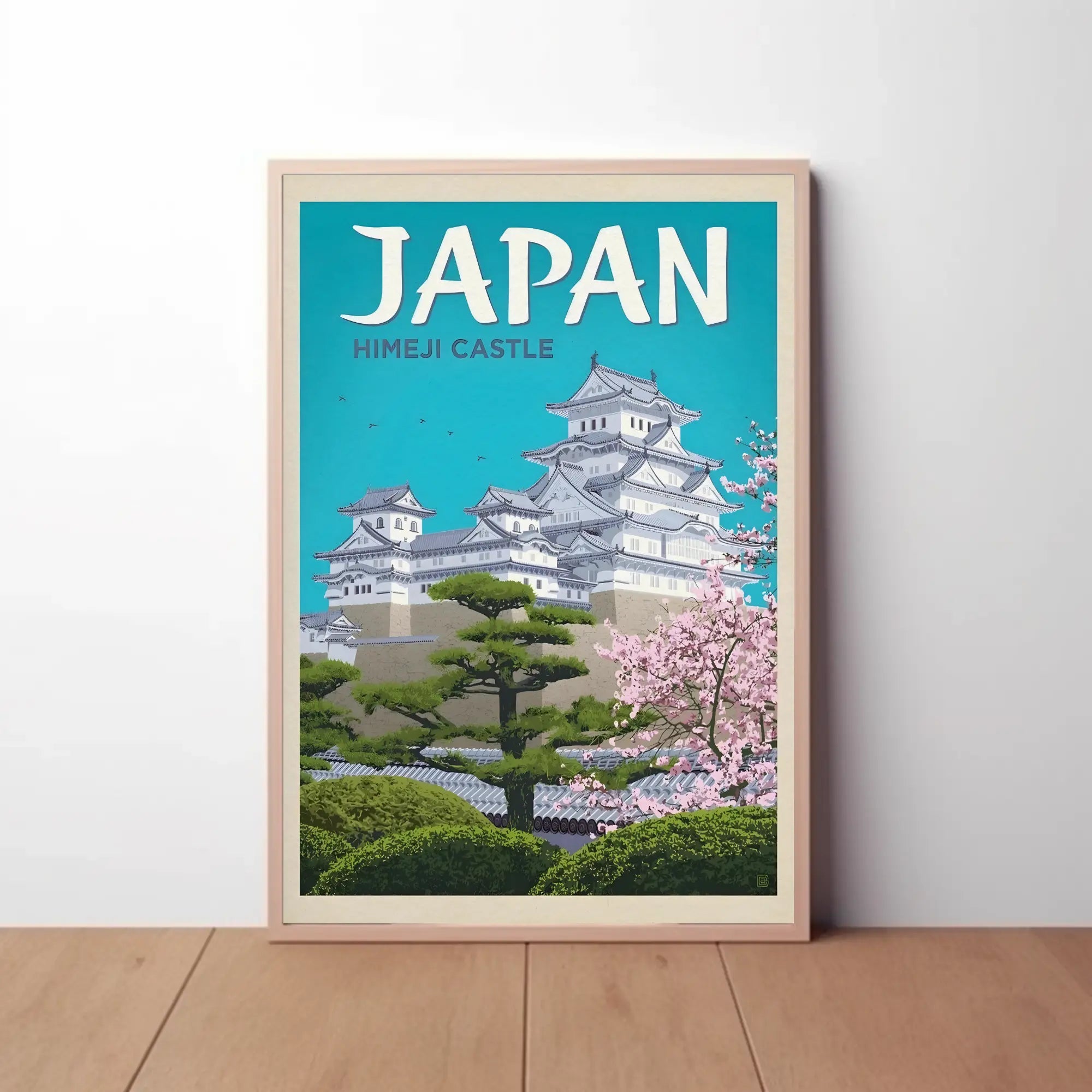 Himeji Castle Vintage Travel Scene Travel Poster PosterGoat