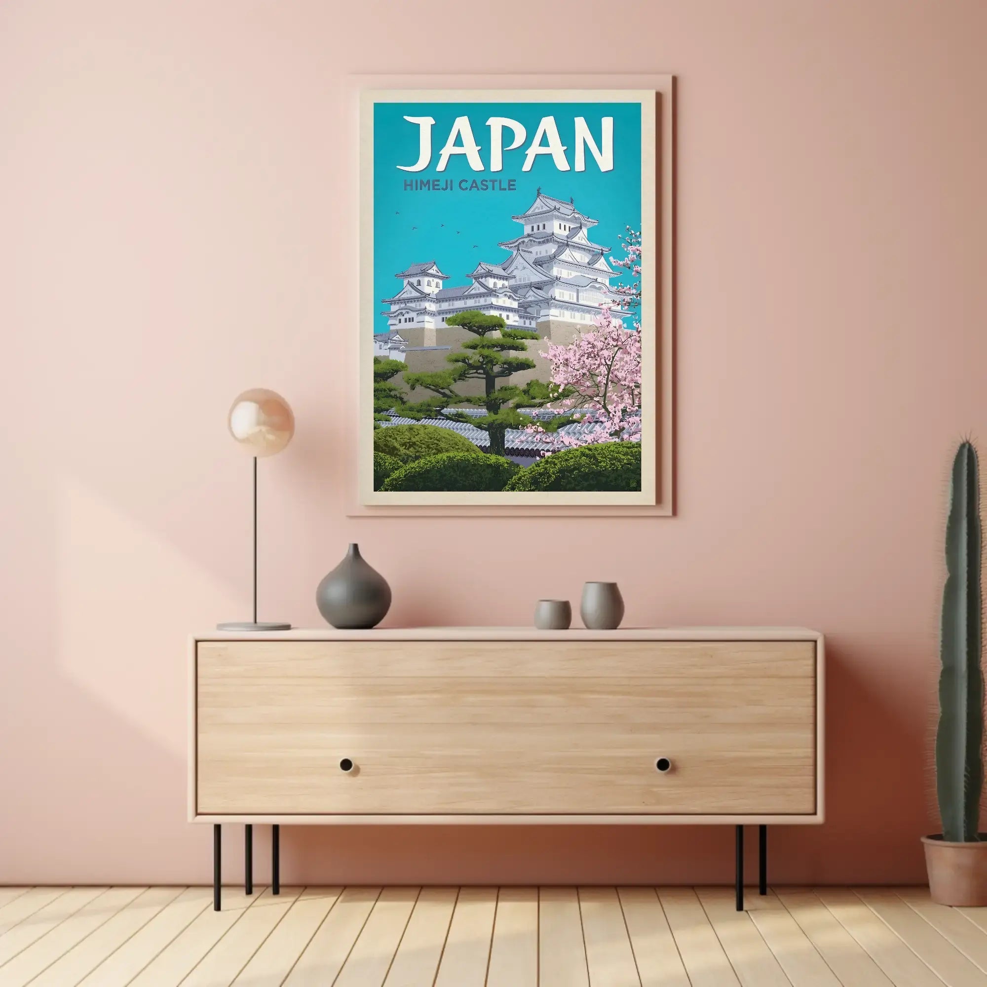 Himeji Castle Vintage Travel Scene Travel Poster PosterGoat