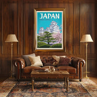 Himeji Castle Vintage Travel Scene Travel Poster PosterGoat