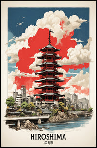 Hiroshima Pagoda in Vibrant Harmony Cultural or Heritage Poster PosterGoat