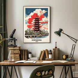 Hiroshima Pagoda in Vibrant Harmony Cultural or Heritage Poster PosterGoat