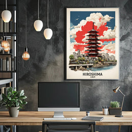 Hiroshima Pagoda in Vibrant Harmony Cultural or Heritage Poster PosterGoat