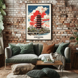 Hiroshima Pagoda in Vibrant Harmony Cultural or Heritage Poster PosterGoat