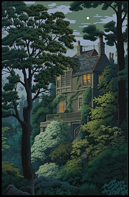 Historic 19th-Century Home in Forest Setting Poster PosterGoat