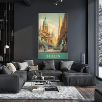 Historic Berlin Street Scene Vintage Urban or Cityscape Poster PosterGoat
