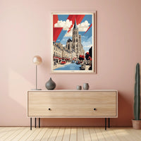 Historic Caen Cityscape Art with Cathedral Poster PosterGoat