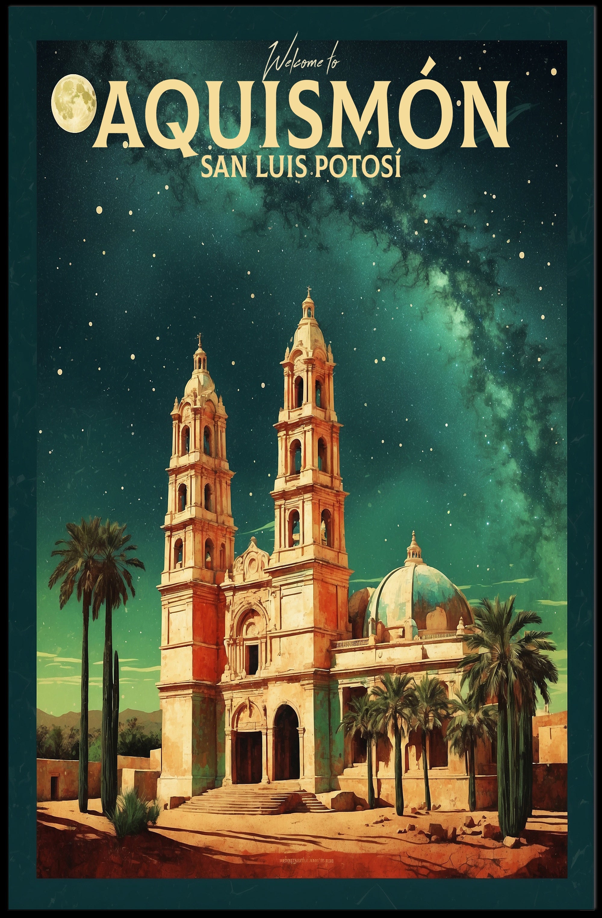 Historic Cathedral Under Starry Night in Poster PosterGoat