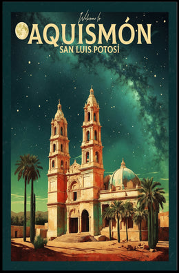 Historic Cathedral Under Starry Night in Poster PosterGoat