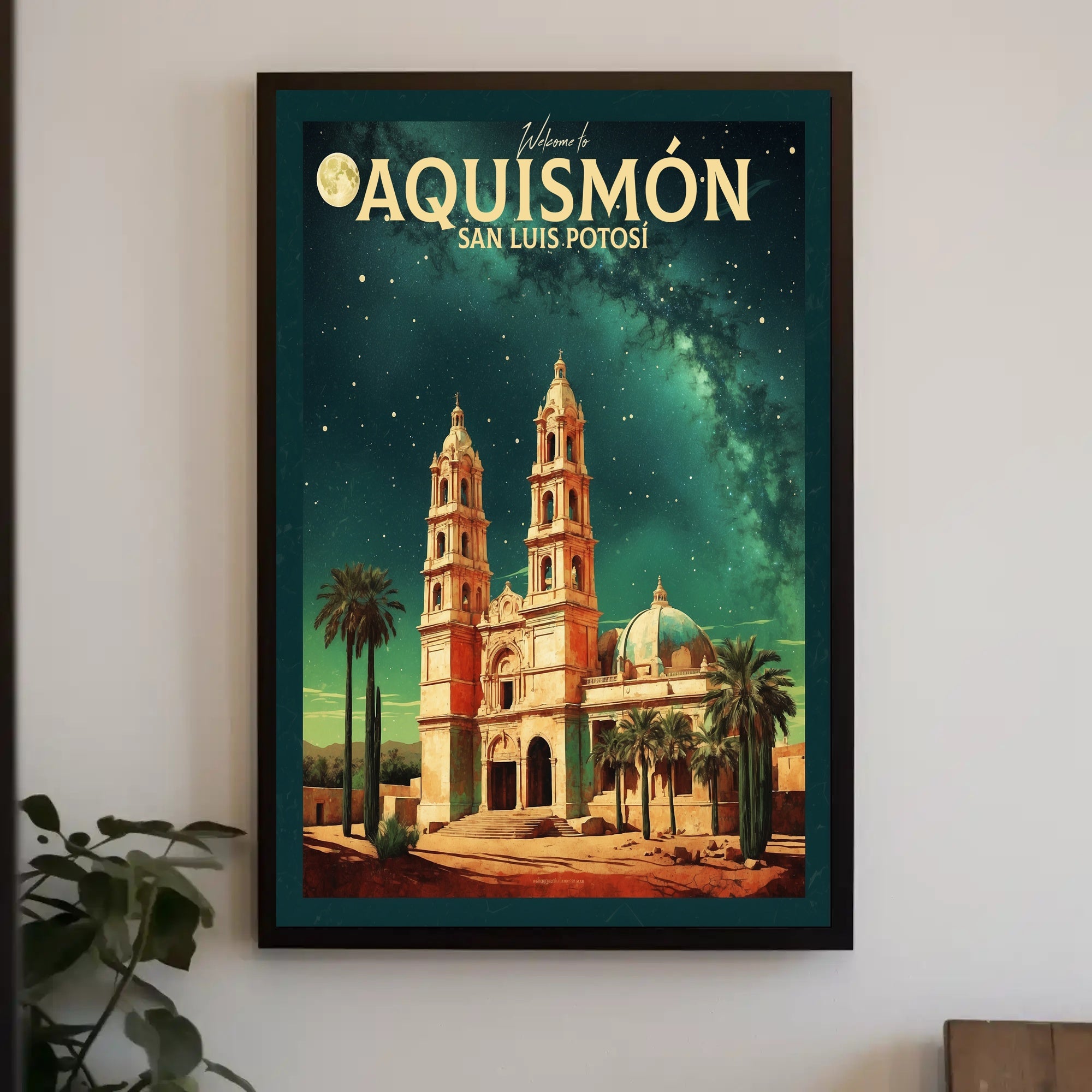 Historic Cathedral Under Starry Night in Poster PosterGoat