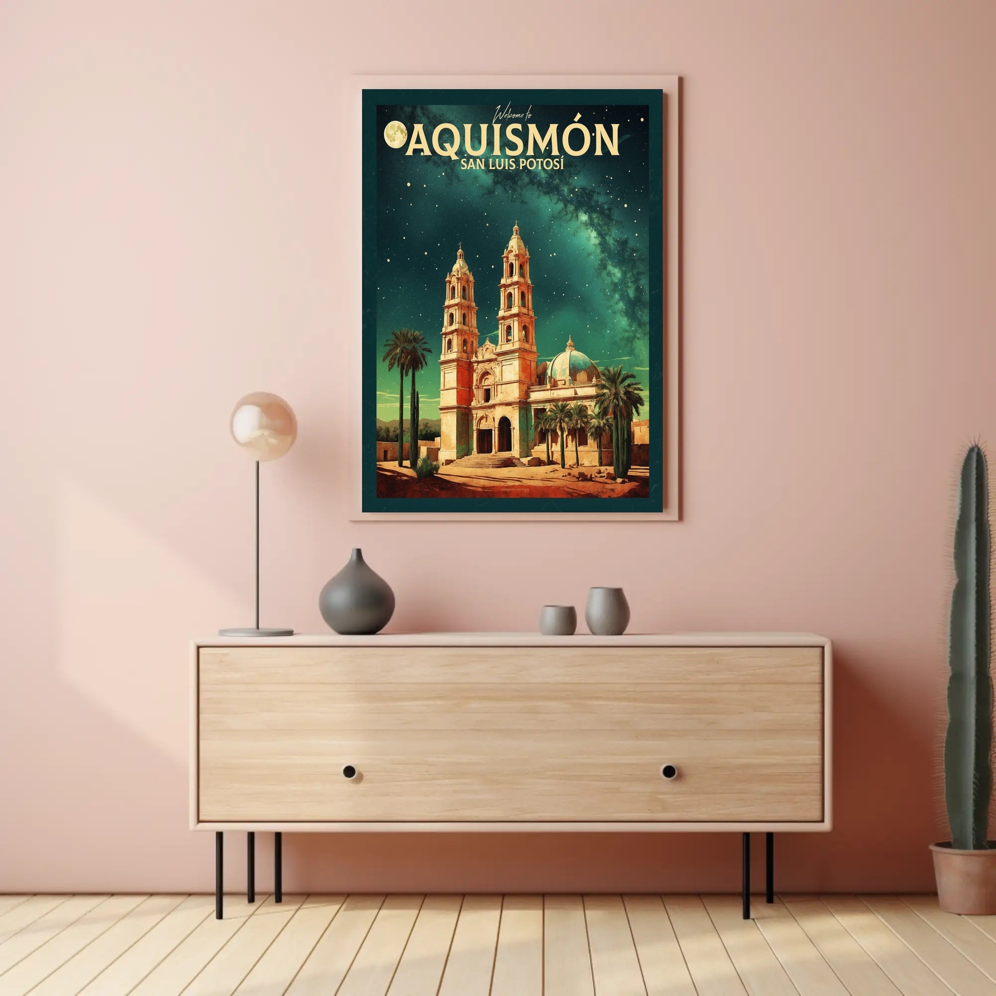 Historic Cathedral Under Starry Night in Poster PosterGoat