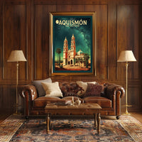 Historic Cathedral Under Starry Night in Poster PosterGoat