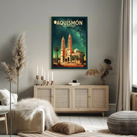 Historic Cathedral Under Starry Night in Poster PosterGoat
