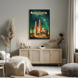 Historic Cathedral Under Starry Night in Poster PosterGoat