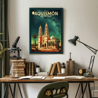 Historic Cathedral Under Starry Night in Poster PosterGoat