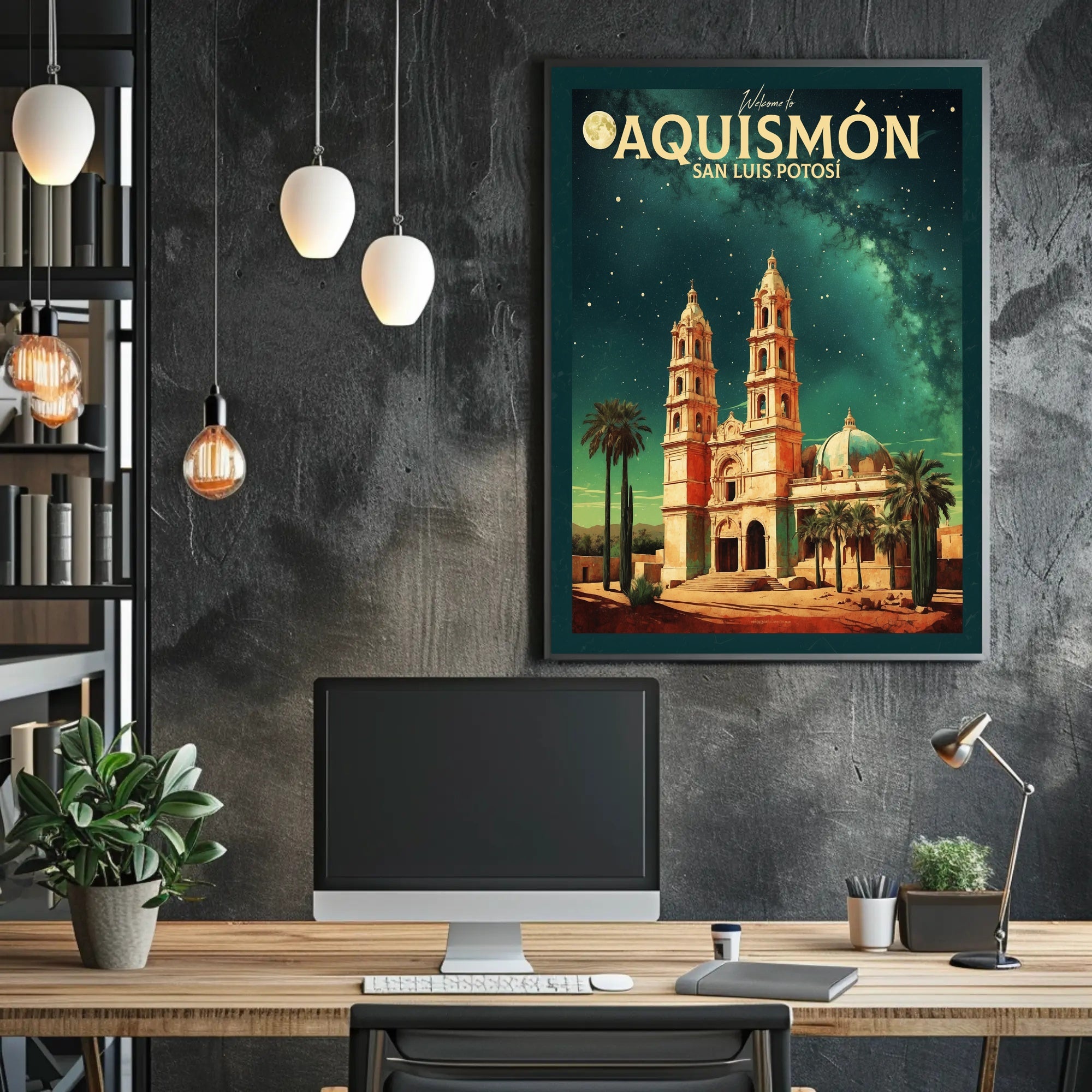 Historic Cathedral Under Starry Night in Poster PosterGoat