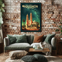 Historic Cathedral Under Starry Night in Poster PosterGoat
