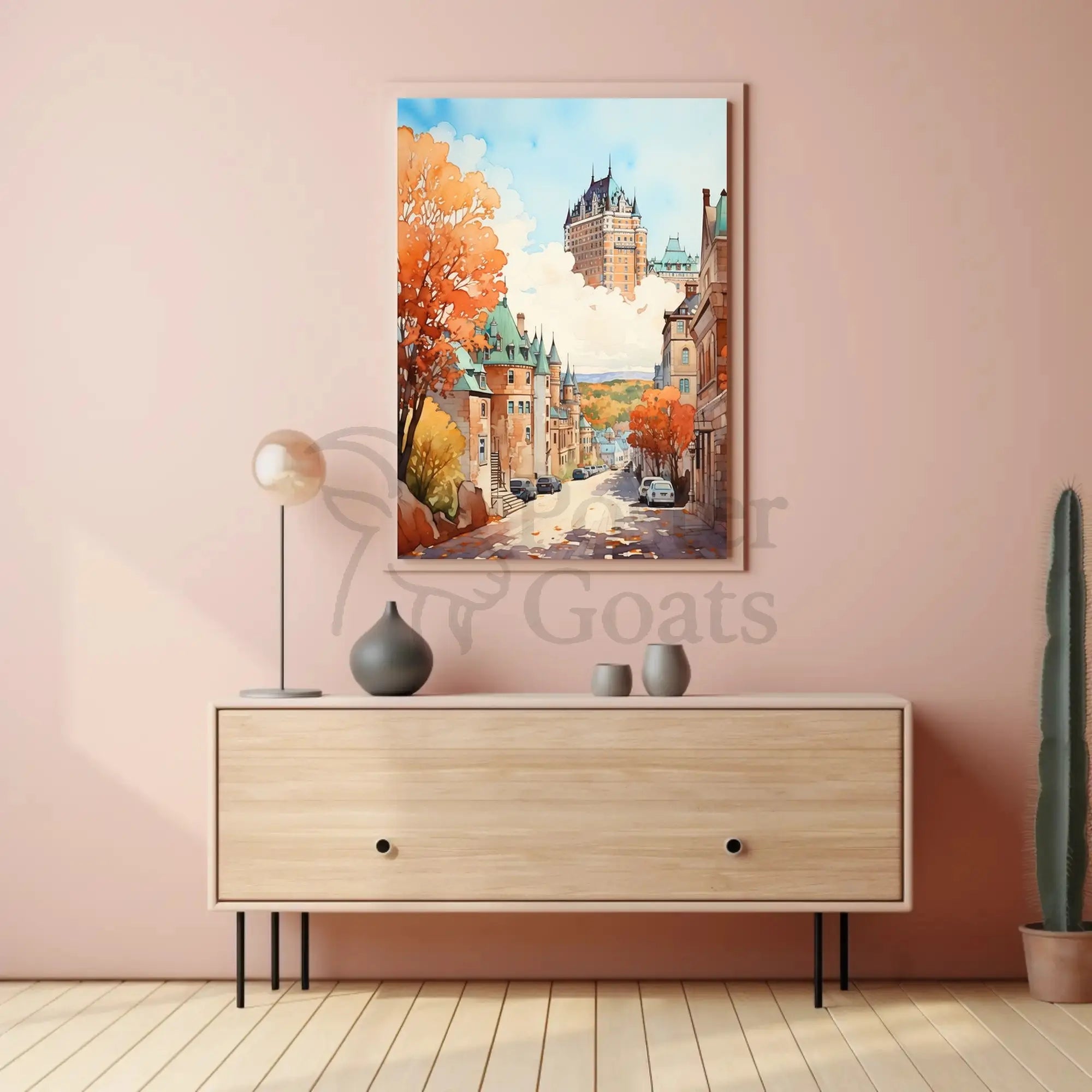 Historic City Street in Autumn, Artistic Travel Poster PosterGoat