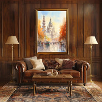 Historic European Cityscape Watercolor Autumn Travel Poster PosterGoat