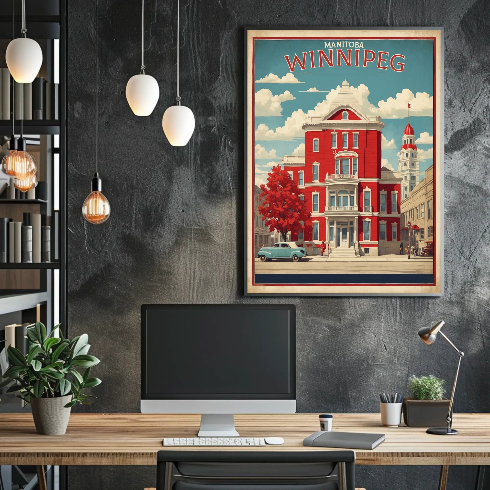 Historic Red-Brick Building in Winnipeg Urban or Cityscape Poster PosterGoat
