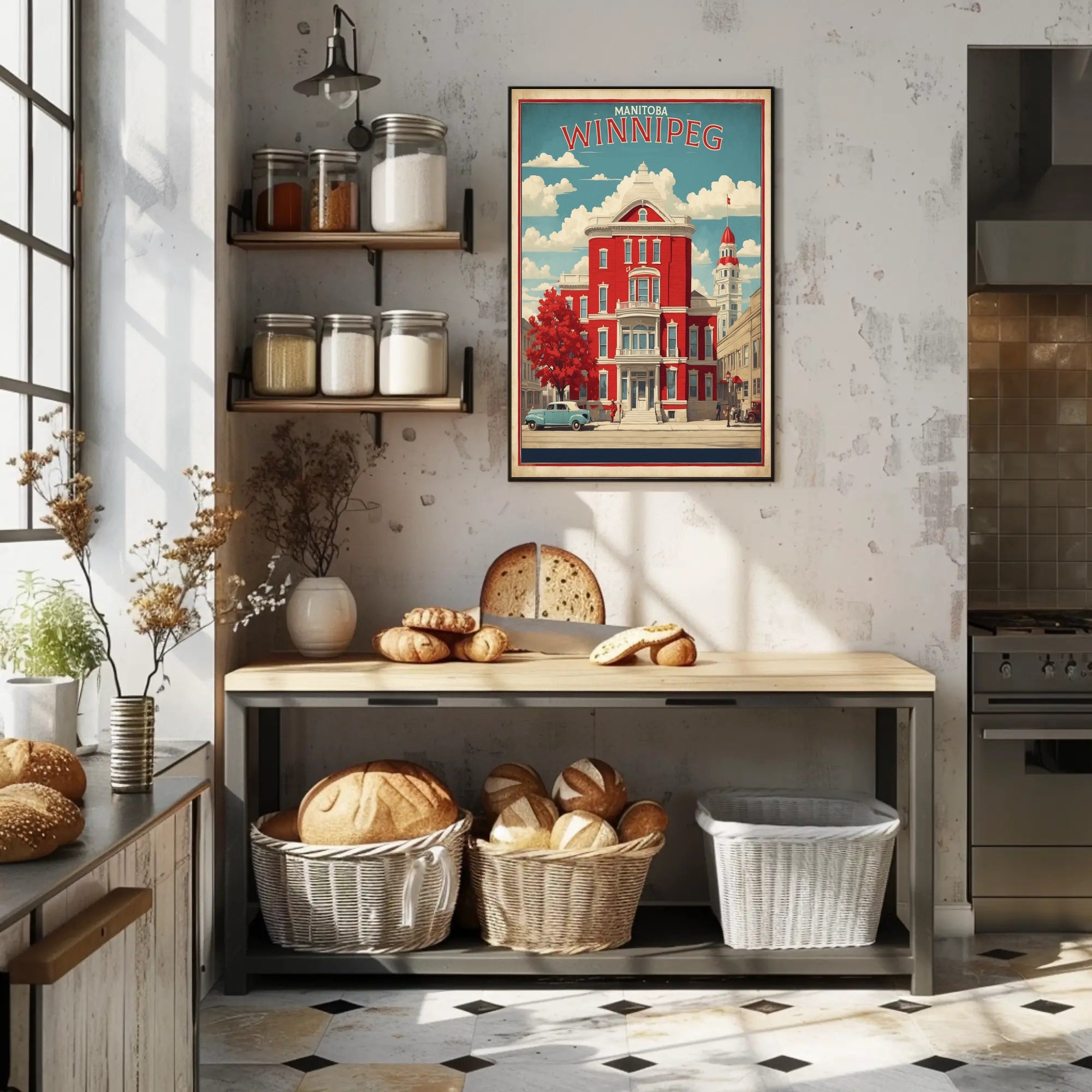 Historic Red-Brick Building in Winnipeg Urban or Cityscape Poster PosterGoat