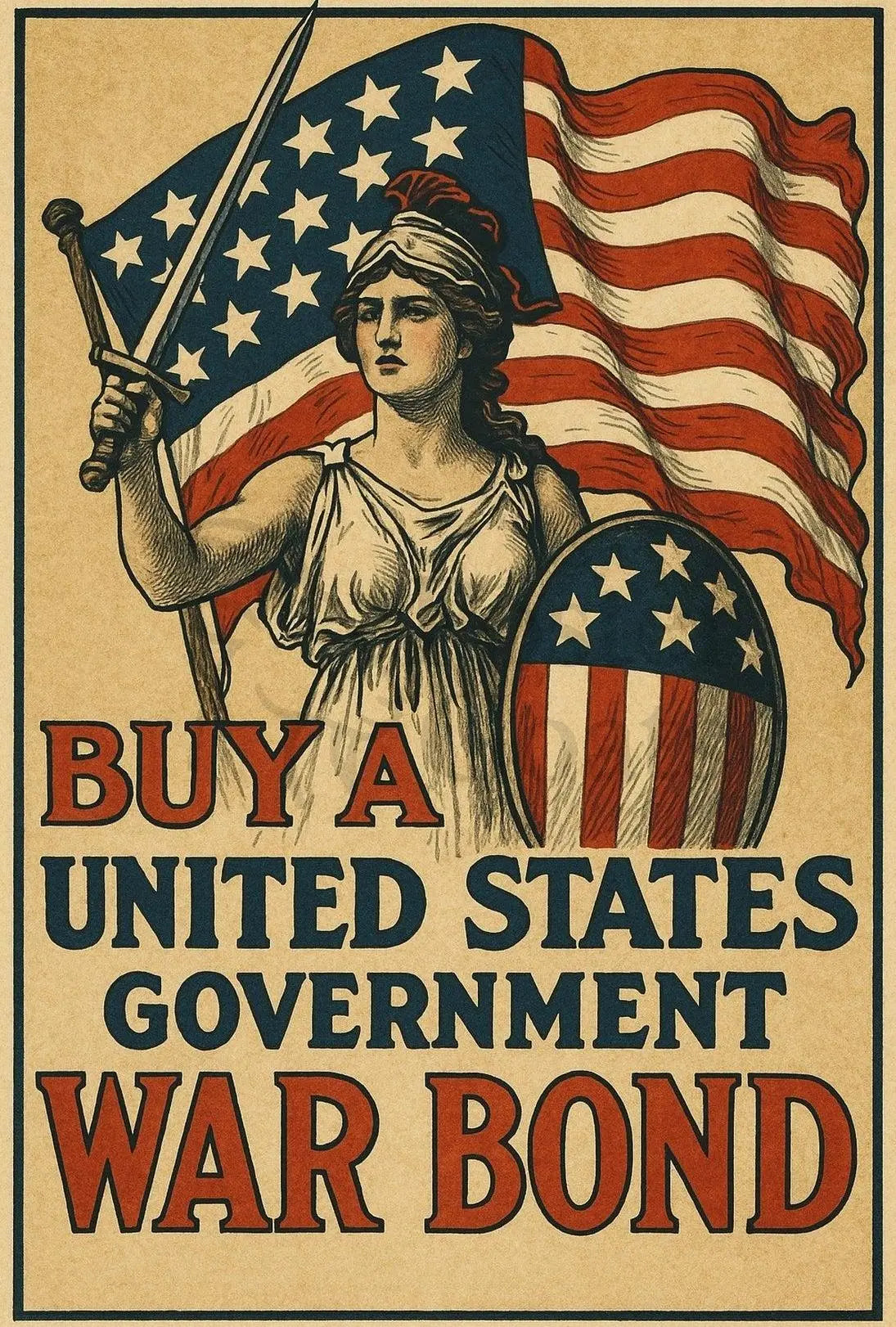 Historic US War Bonds Poster: Patriotic Propaganda Art PosterGoat